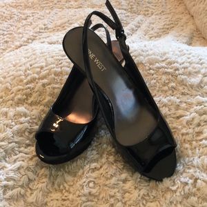 Nine West peep toe sling back heels